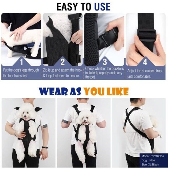 Pawaboo Pet Carrier Backpack Adjustable for Pets/Cat/Dog Bag, Black Pink MEDIUM - Picture 5 of 8